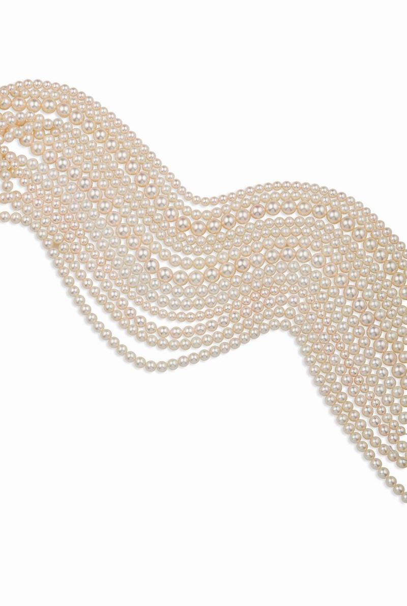 Lotto composto da 13 fili di perle  - Asta Vintage, Gioielli e Bijoux - Cambi Casa d'Aste
