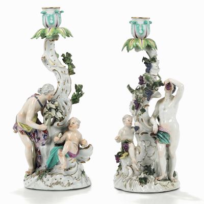 Due Candelieri Meissen, 1750-1755 Modello di J.j.kaendler