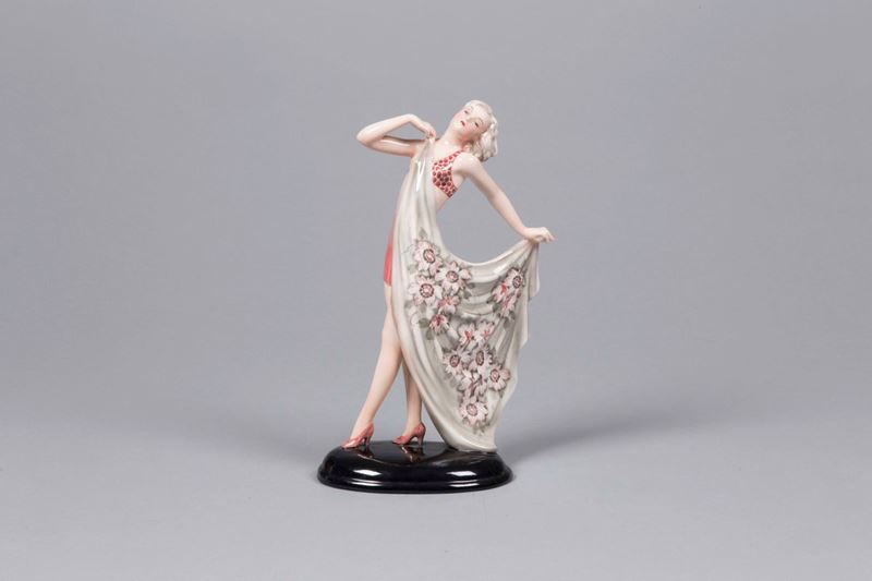 Goldscheider, disegno Josef Lorenzl (1892-1950), Vienna, 1935 ca Ballerina  - Asta Arti Decorative del XX secolo - Cambi Casa d'Aste