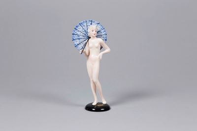 Goldscheider, Vienna, 1930 Canudo Femminile con Ombrellino