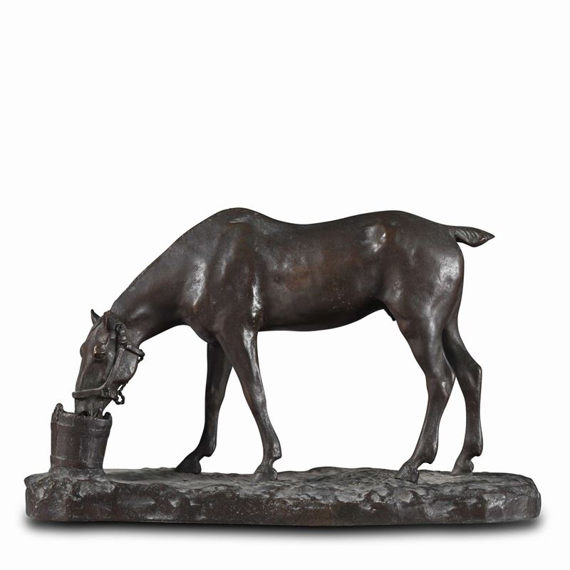 Cavallo che si abbevera, XIX secolo  - Auction Rare and courious object from a roman collection | Time Auction - Cambi Casa d'Aste
