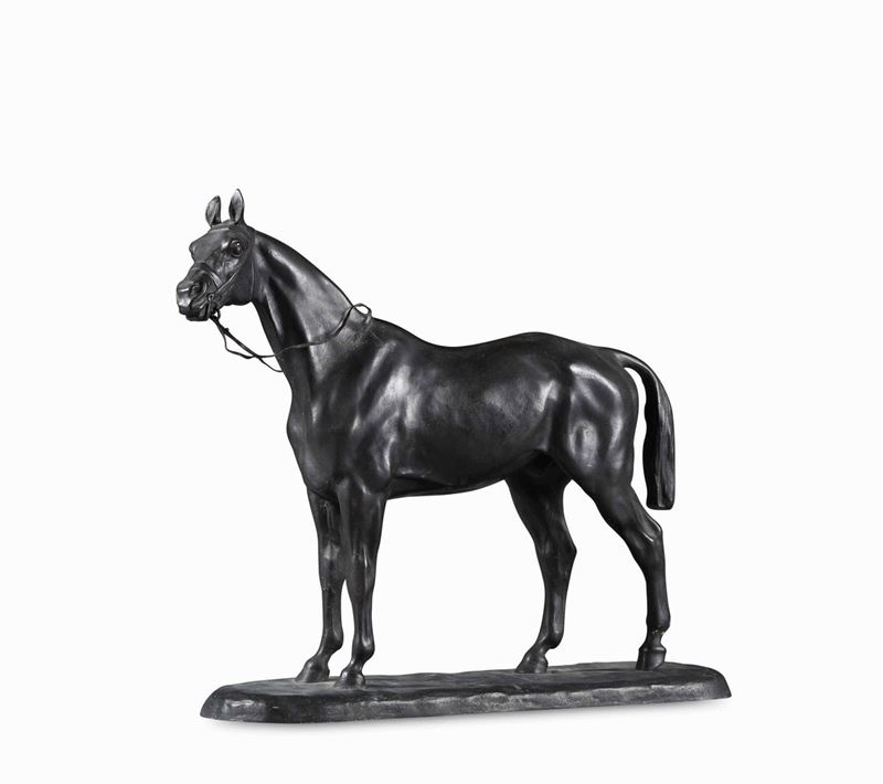 Gaston D'Illiers (1876-1932) Cavallo con finimenti  - Asta Lo Sport nell'Arte - Cambi Casa d'Aste