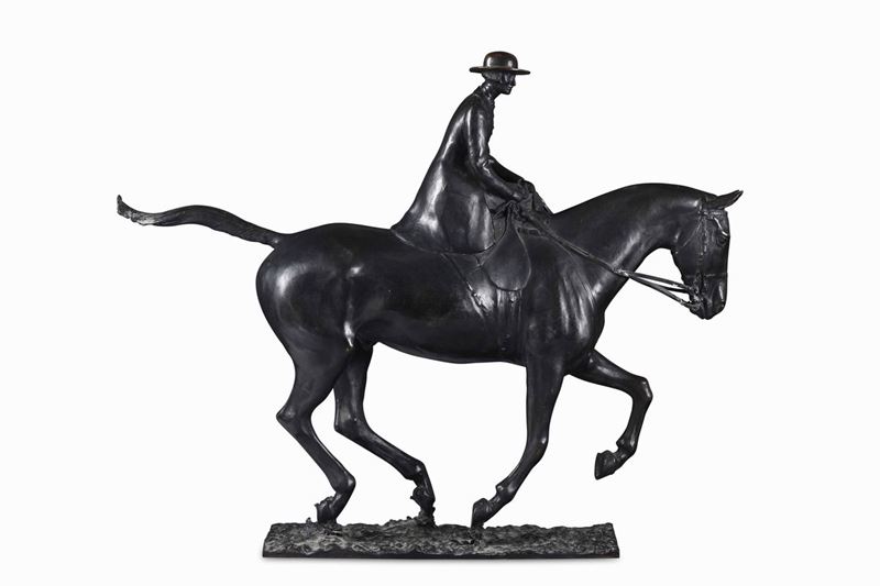 Enrico Malvani (1864-1934) Cavallo e amazzone  - Auction Sporting Art - Cambi Casa d'Aste