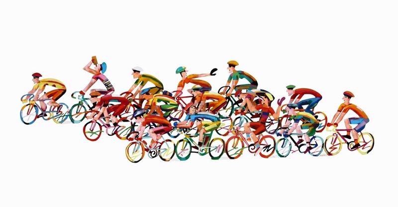 David Gerstein (1944) Corsa ciclistica  - Asta Lo Sport nell'Arte - Cambi Casa d'Aste