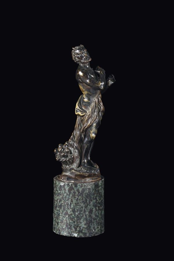 Satiro in bronzo fuso e cesellato. Fonditore d’oltralpe del XVIII secolo