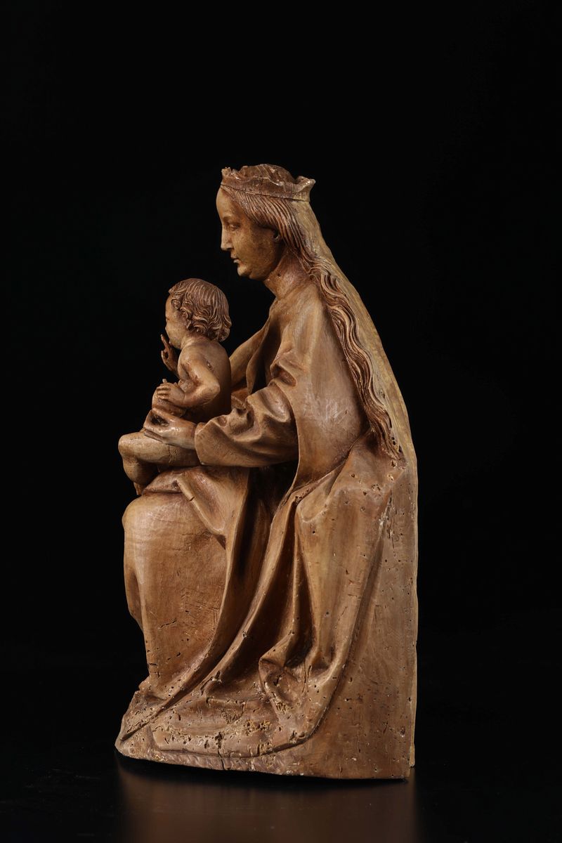 Scultura in Legno di Tiglio Rappresentante Madonna con Bambino, Norimberga, Cerchia di Veit Stoss...