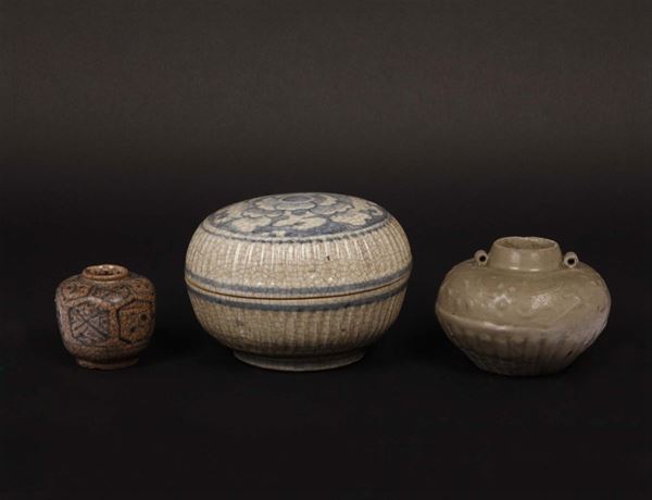 Two small enamelled porcelain jars and a box, China, Song and Ming Dynasty, 11th/14th century