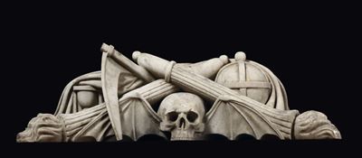 Memento Mori in Marmo Bianco. Scultore Non Identificato del XIX Secolo