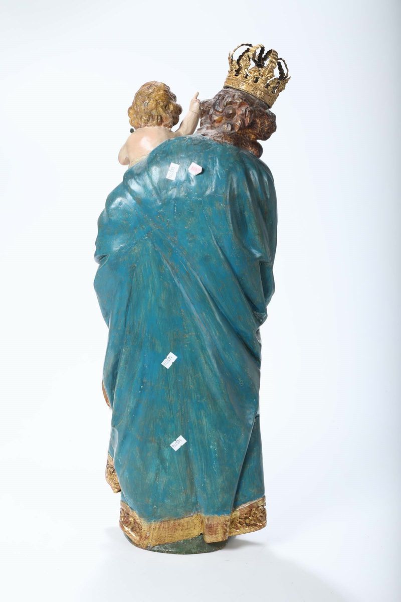 Madonna Dell’uva in Legno Policromo e Dorato nei Modi Dell’arte Barocca, Scultore D’oltralpe del ...