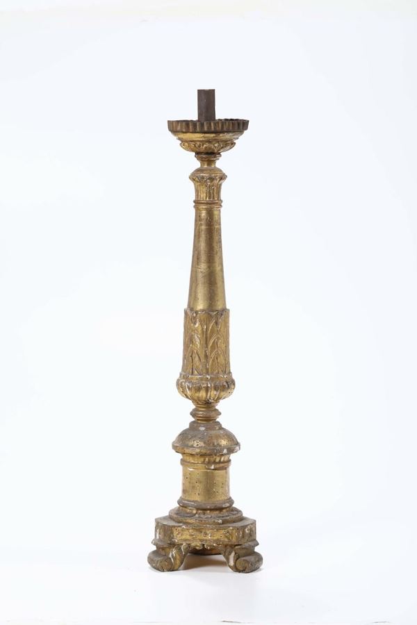 Candeliere intagliato e dorato, XVIII secolo