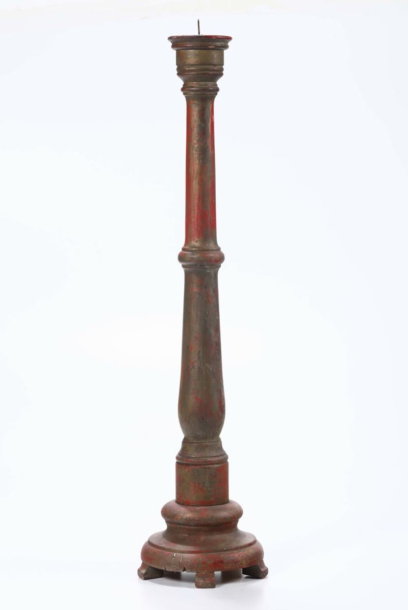 Candeliere in legno dipinto, XIX-XX secolo  - Auction Asta a Tempo antiquariato - II - Cambi Casa d'Aste