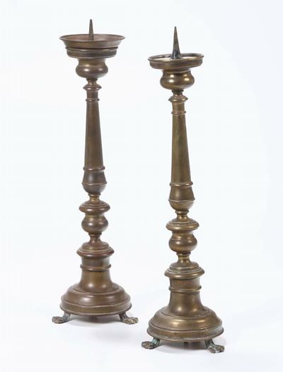 Coppia di Candelieri in Ottone, XIX Secolo