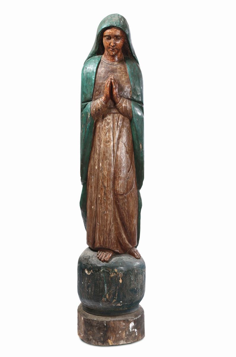 Madonna in legno policromo, XX secolo  - Auction Sculture Timed Auction - Cambi Casa d'Aste