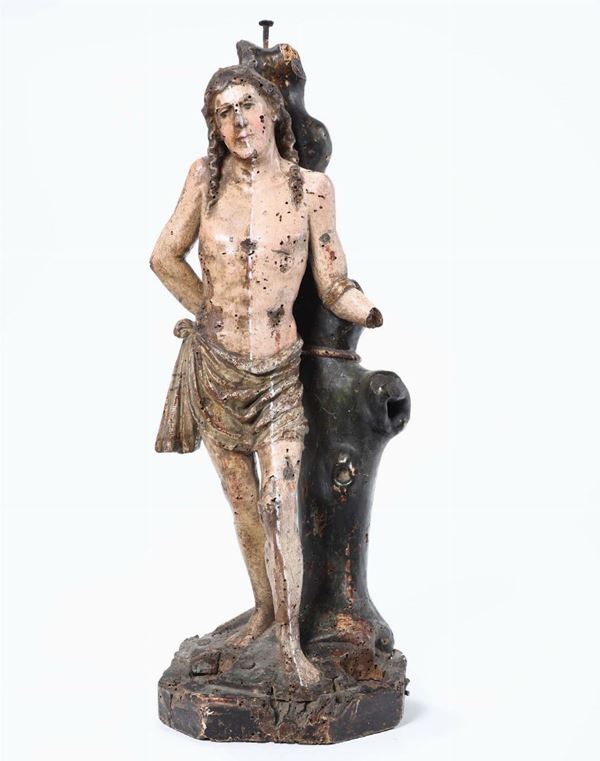 S.Sebastiano in legno policromo, Arte italiana del XVII secolo