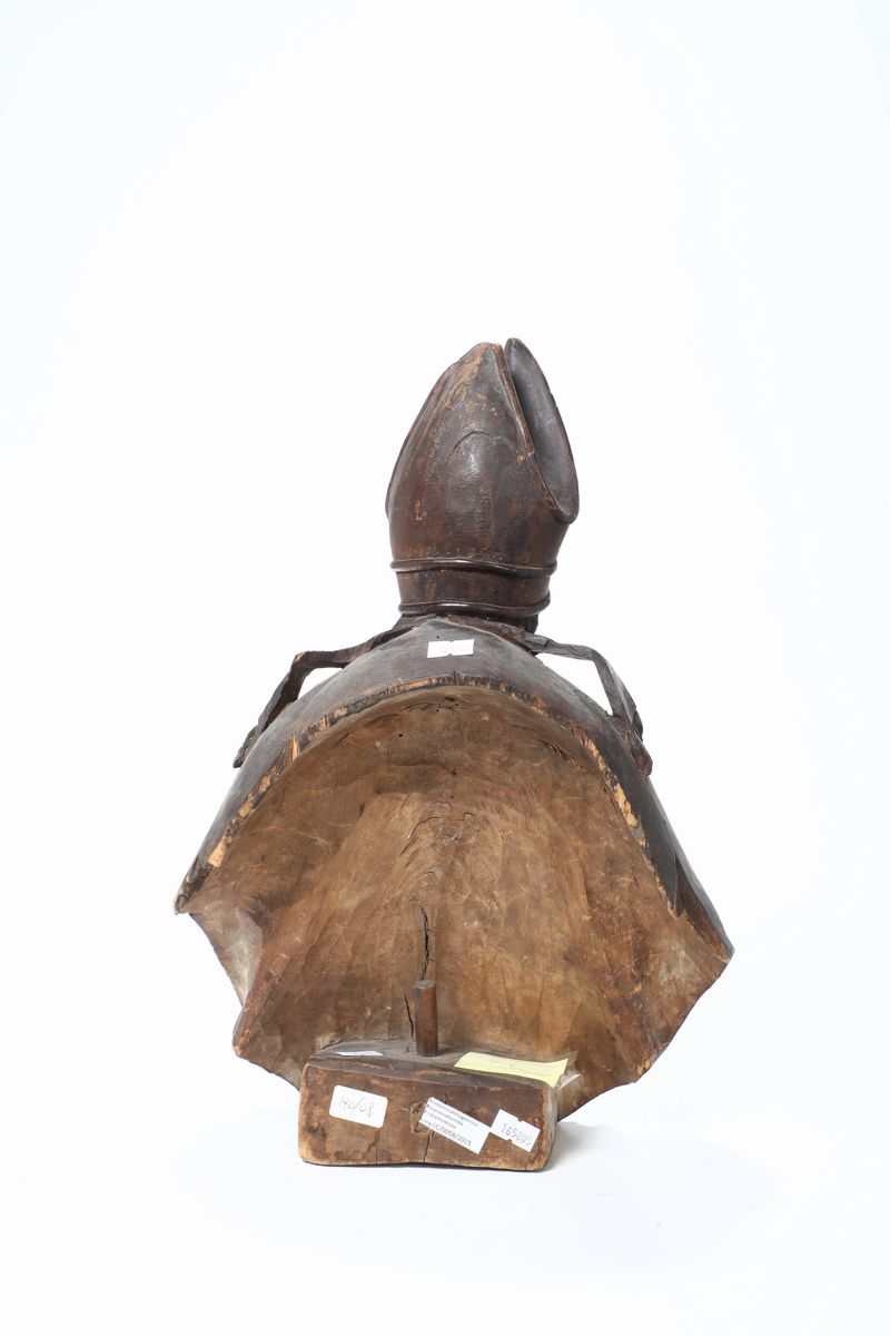 Busto di Vescovo in Legno Laccato, Italia del Nord o Francia, XVII Secolo