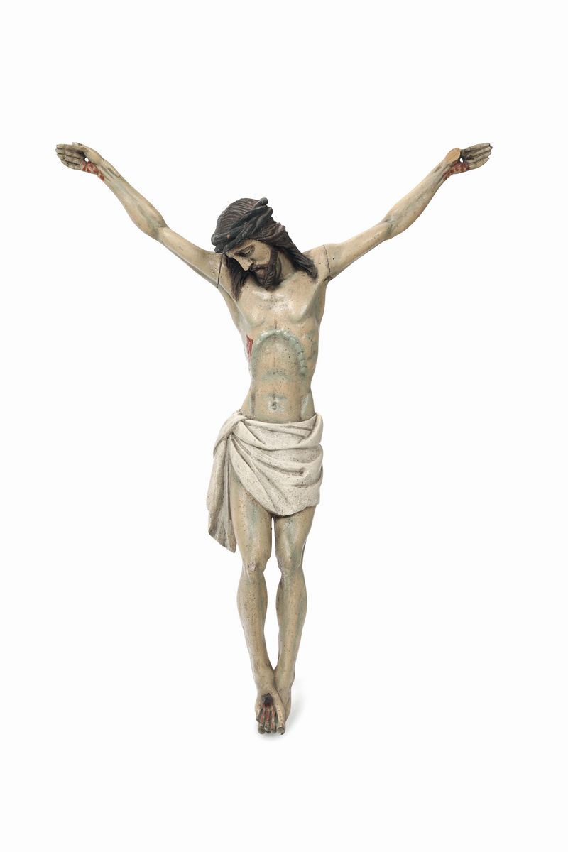 Cristo crocifisso in legno policromo, scultore italiano del XVIII secolo  - Auction Fine Art - Cambi Casa d'Aste