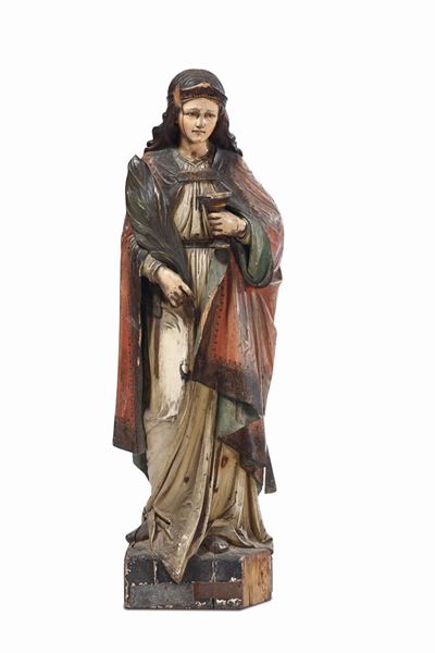 Santa Lucia? in Legno Laccato, Scultore Operante tra XIX e XX Secolo