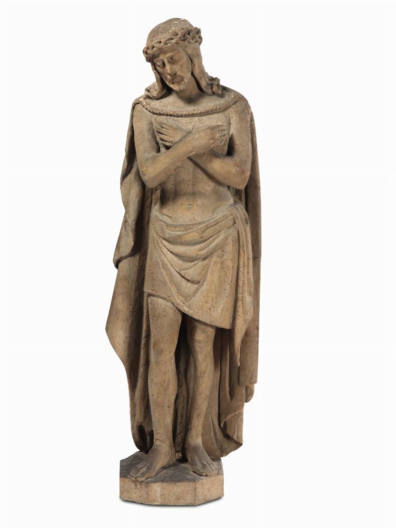 Ecce Homo in legno scolpito, scultore del XVIII secolo  - Asta Asta a Tempo Scultura - Cambi Casa d'Aste