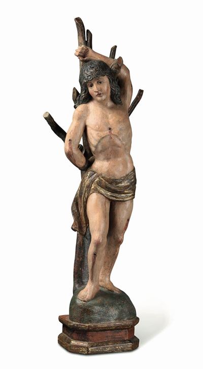 S. Sebastiano in Legno Policromo. Arte Italiana del XVI Secolo.