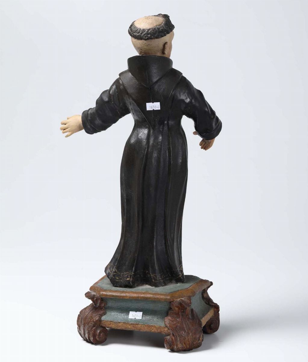Frate Francescano in Legno Policromo, Spagna? XVII-XVIII Secolo