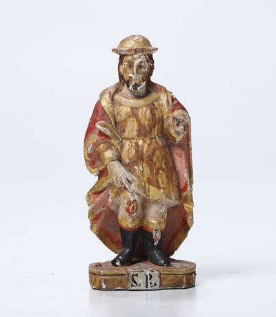 S.rocco e Madonna del Rosario in Legno Policromo e Dorato, Arte del XVII-XVIII Secolo
