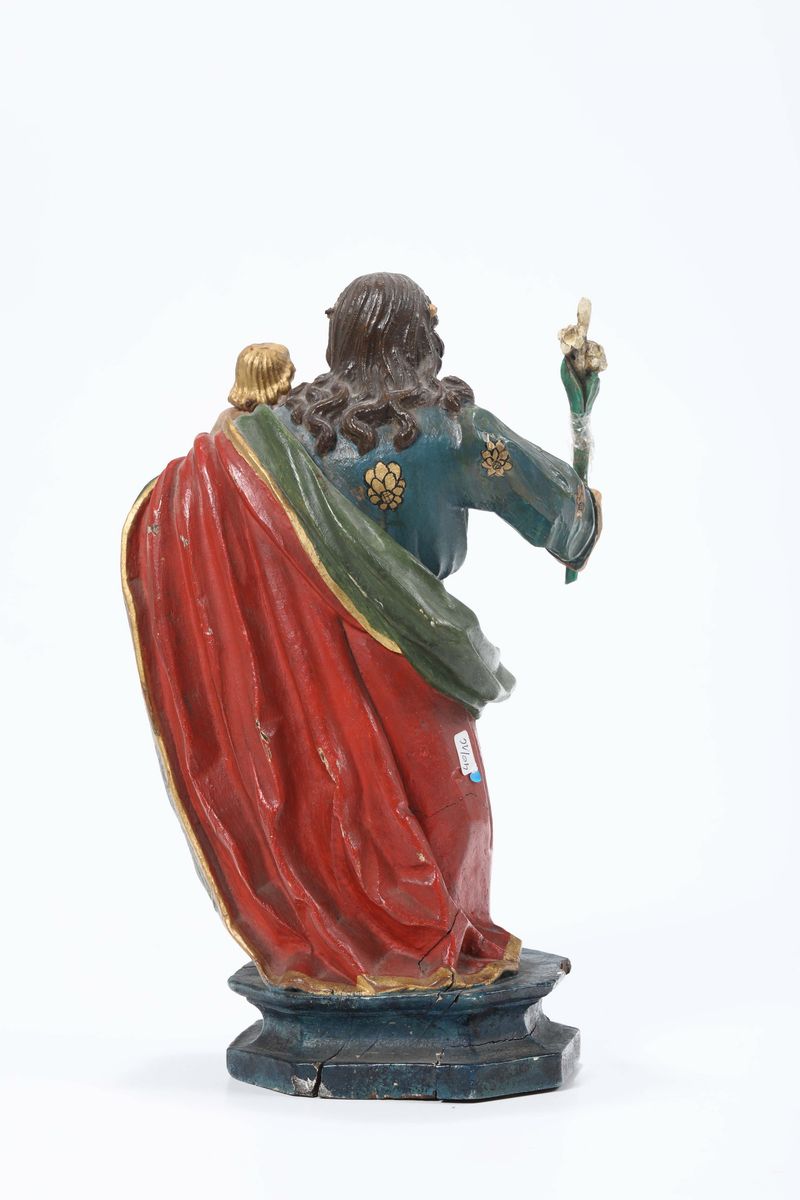 Figura Maschile (cristo?) e Figura di Santo in Legno Policromo, Arte Popolare del XVII-XVIII Seco...