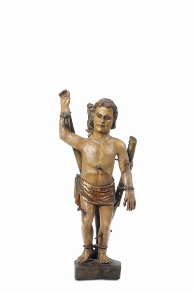 S.sebastiano in Legno Policromo e Dorato, Arte Barocca Dell’italia Centro Meridionale, XVII-XVIII...