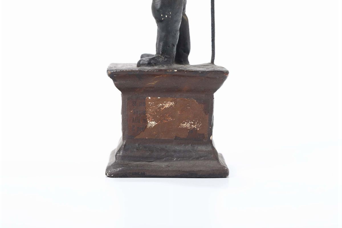 Igrometro Raffigurante Figura Maschile in Terracotta Policroma, XIX-XX Secolo
