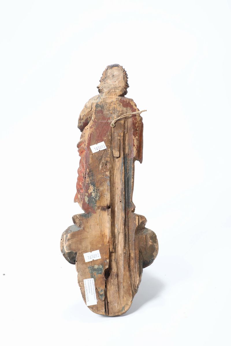 Figura di Orante in Legno Policromo, Scultore del XVII Secolo