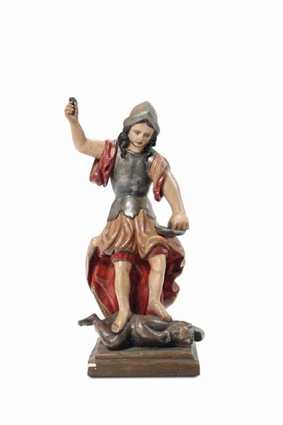 S.michele Arcangelo in Legno Policromo, Arte Barocca del XVII Secolo