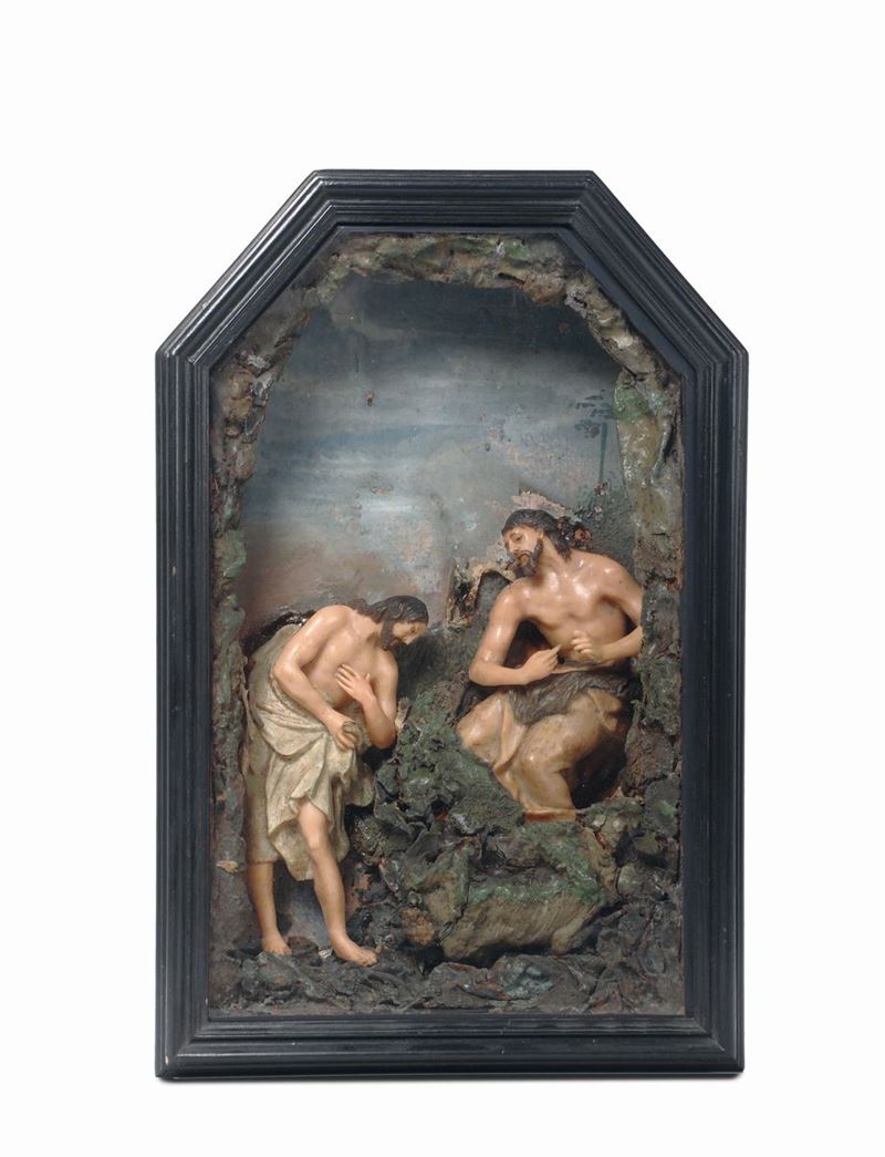 Battesimo di Cristo in cera policroma, ceroplasta italiano del XVIII secolo  - Auction Sculture Timed Auction - Cambi Casa d'Aste