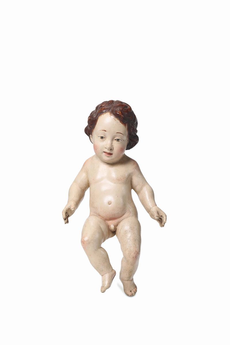 Gesù Bambino in legno policromo, arte barocca del XVII-XVIII secolo  - Auction Fine Art - Cambi Casa d'Aste