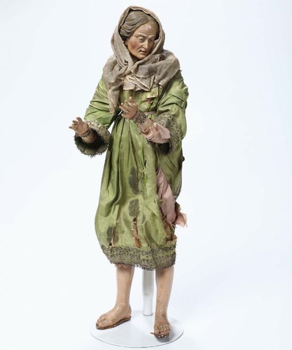 Figura femminile in legno e imbottitura, Napoli XVIII-XIX secolo