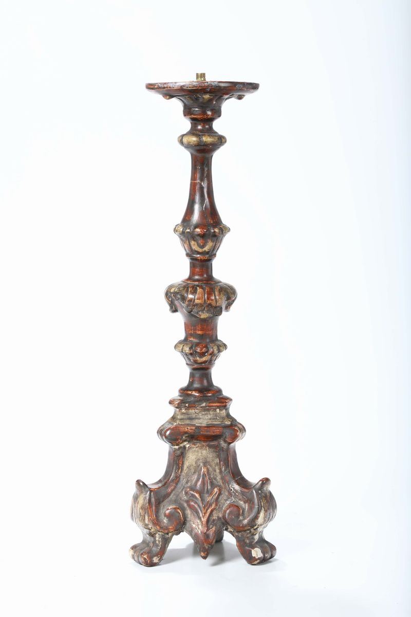 Torcera in legno intagliato e argentato, XIX secolo  - Asta Asta a Tempo antiquariato - II - Cambi Casa d'Aste
