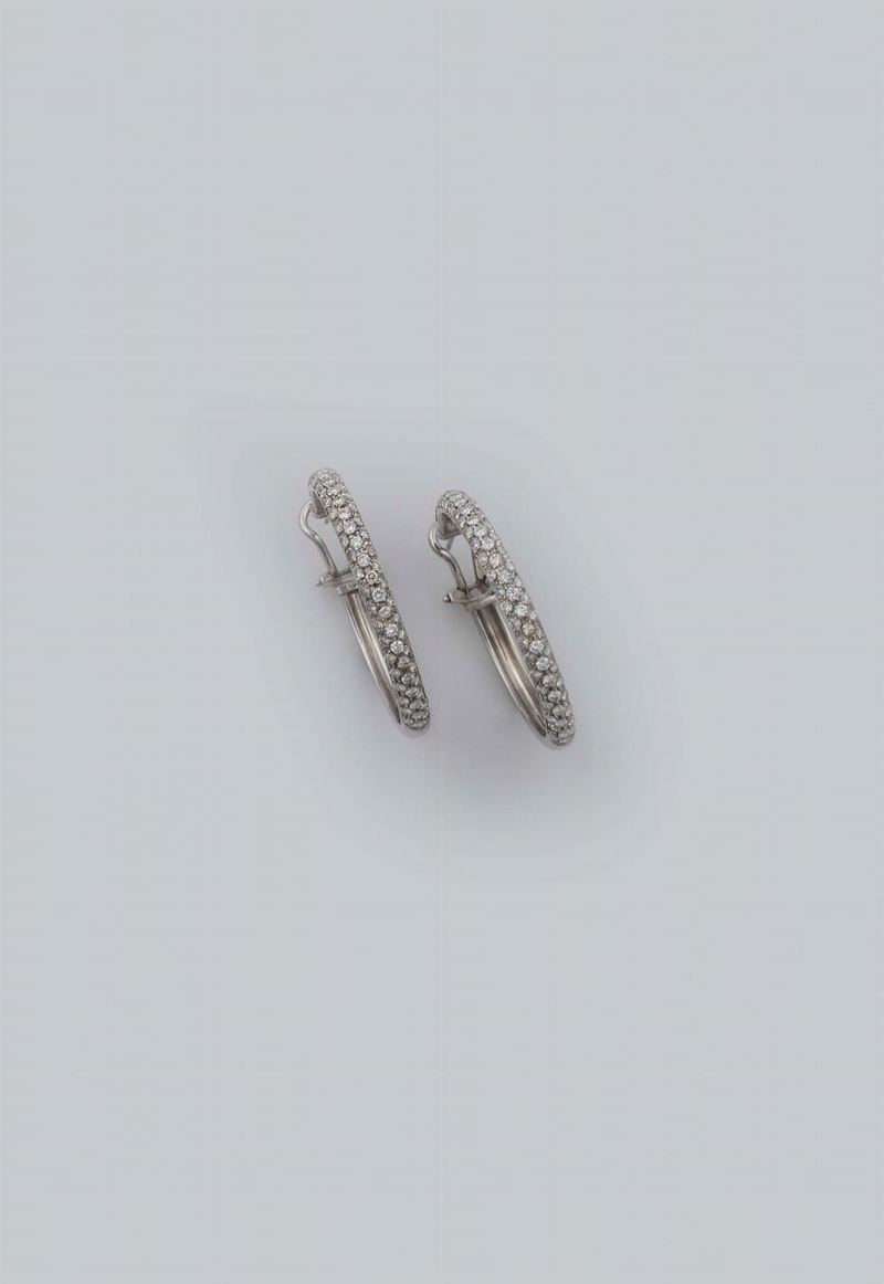 Pair of a diamond earrings  - Auction Fine Jewels - II - Cambi Casa d'Aste