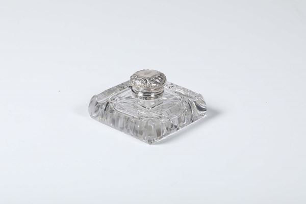 Calamaio in cristallo con tappo in argento