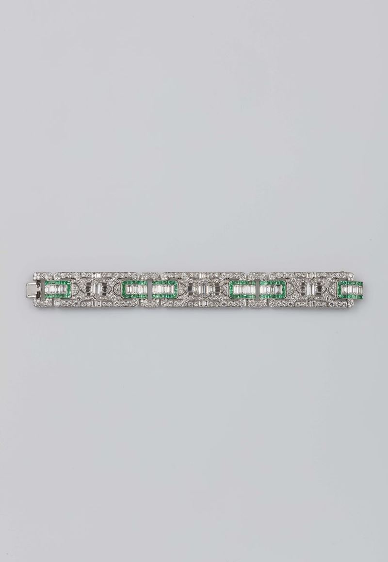 Diamond and emerald bracelet  - Auction Fine Jewels - II - Cambi Casa d'Aste