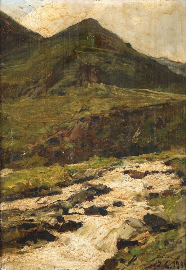 Lorenzo Delleani (1840-1908) Torrente alpino, 1900