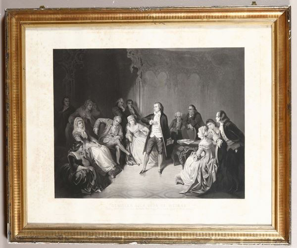 Stampa raffigurante Schiller alla corte di Weimar, XIX secolo