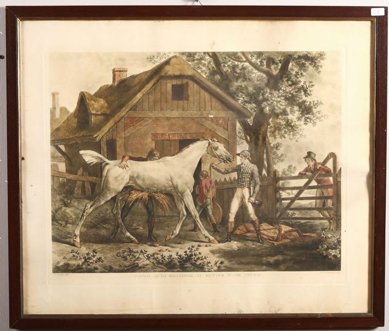 Stampa raffigurante cavallo con fantino, Francia  - Auction Asta a Tempo antiquariato - II - Cambi Casa d'Aste