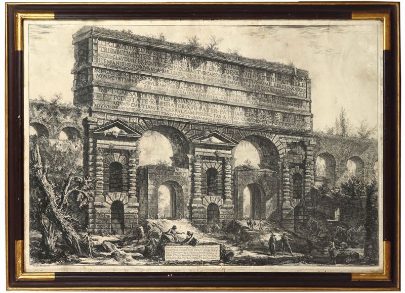 Piranesi, stampa raffigurante la veduta del monumento eretto dall'imperatore Tito Vespasiano  - Auction Fine Art - Cambi Casa d'Aste