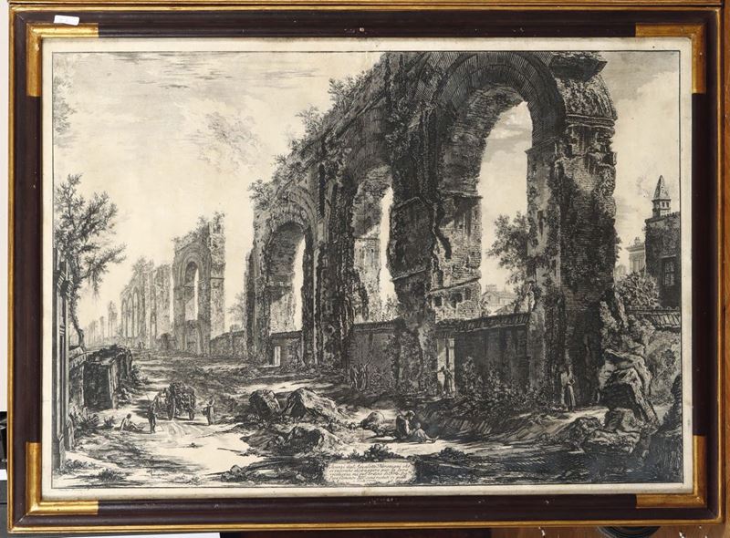 Piranesi, stampa raffigurante le rovine dell'acquedotto neroniano  - Asta Antiquariato - Cambi Casa d'Aste