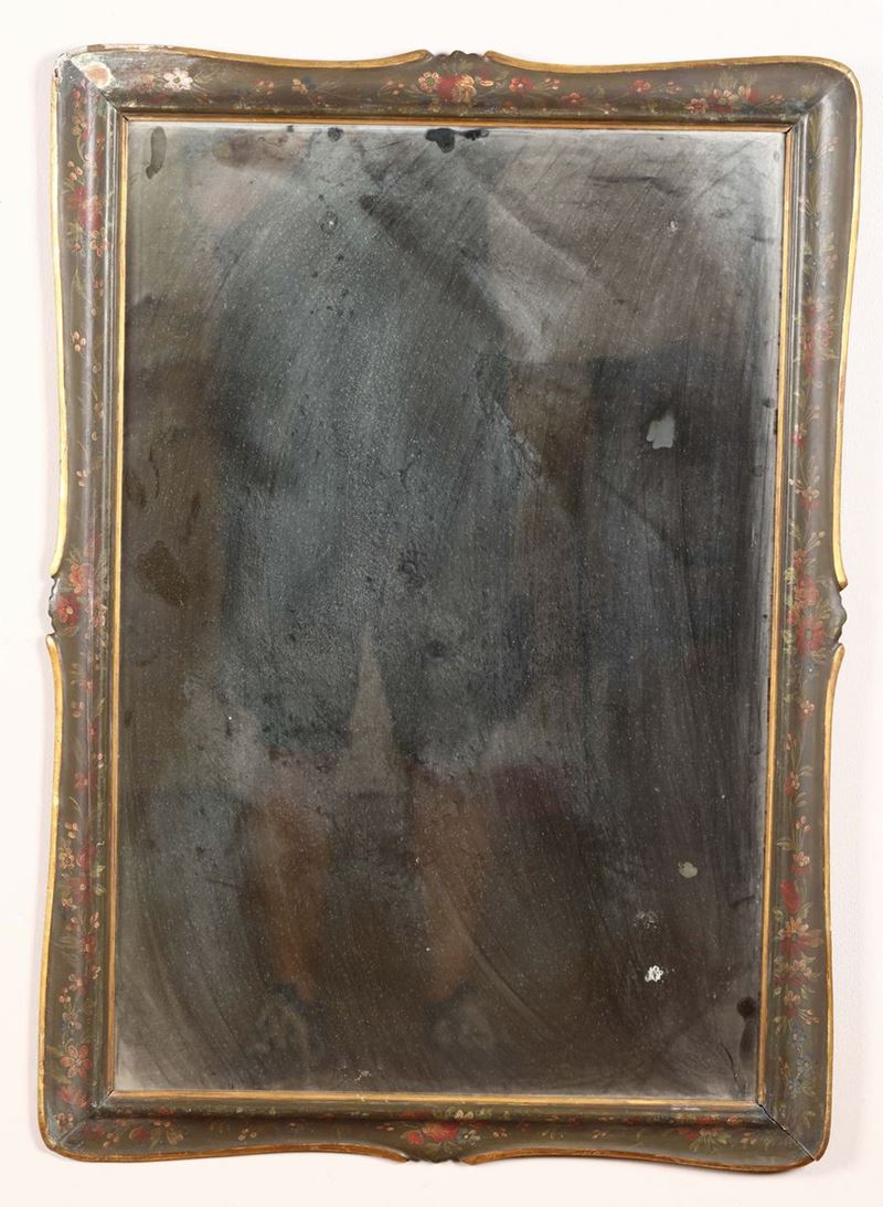 Specchiera con cornice in legno laccato, XIX-XX secolo  - Auction Asta a Tempo antiquariato - II - Cambi Casa d'Aste