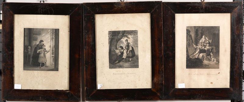 Tre stampe con personaggi  - Auction 19th and 20th Century Paintings - Cambi Casa d'Aste