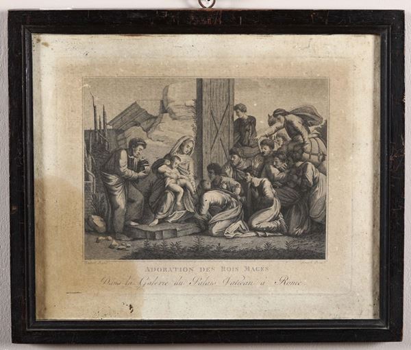 Stampa raffgurante l'adorazione dei Magi, da Raffaello