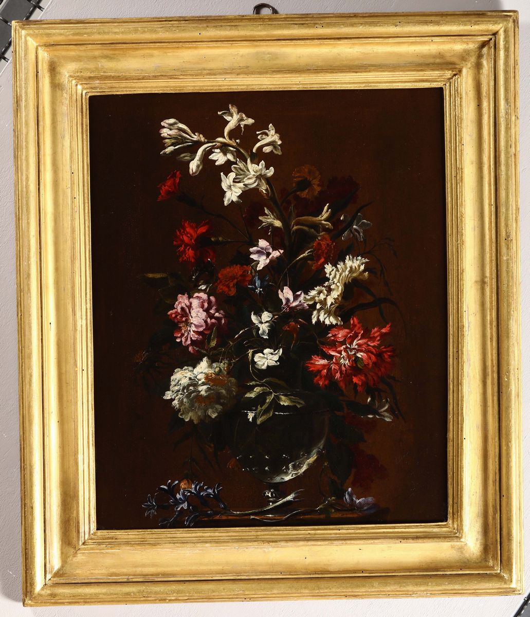Mario Nuzzi Detto Mario dei Fiori (roma 1603-1673)fiori in Vaso di Vetro
