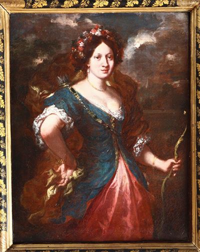 Scuola Romana della Fine del XVII Secolonobildonna in Veste di Diana