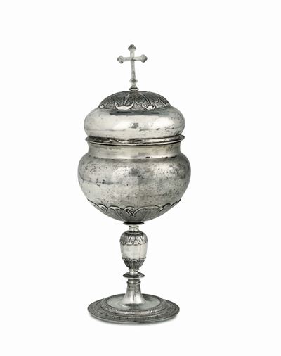Pisside in Argento Fuso, Sbalzato, Cesellato e Inciso, Siena, Prima Metà del XVII Secolo, Bollo D...