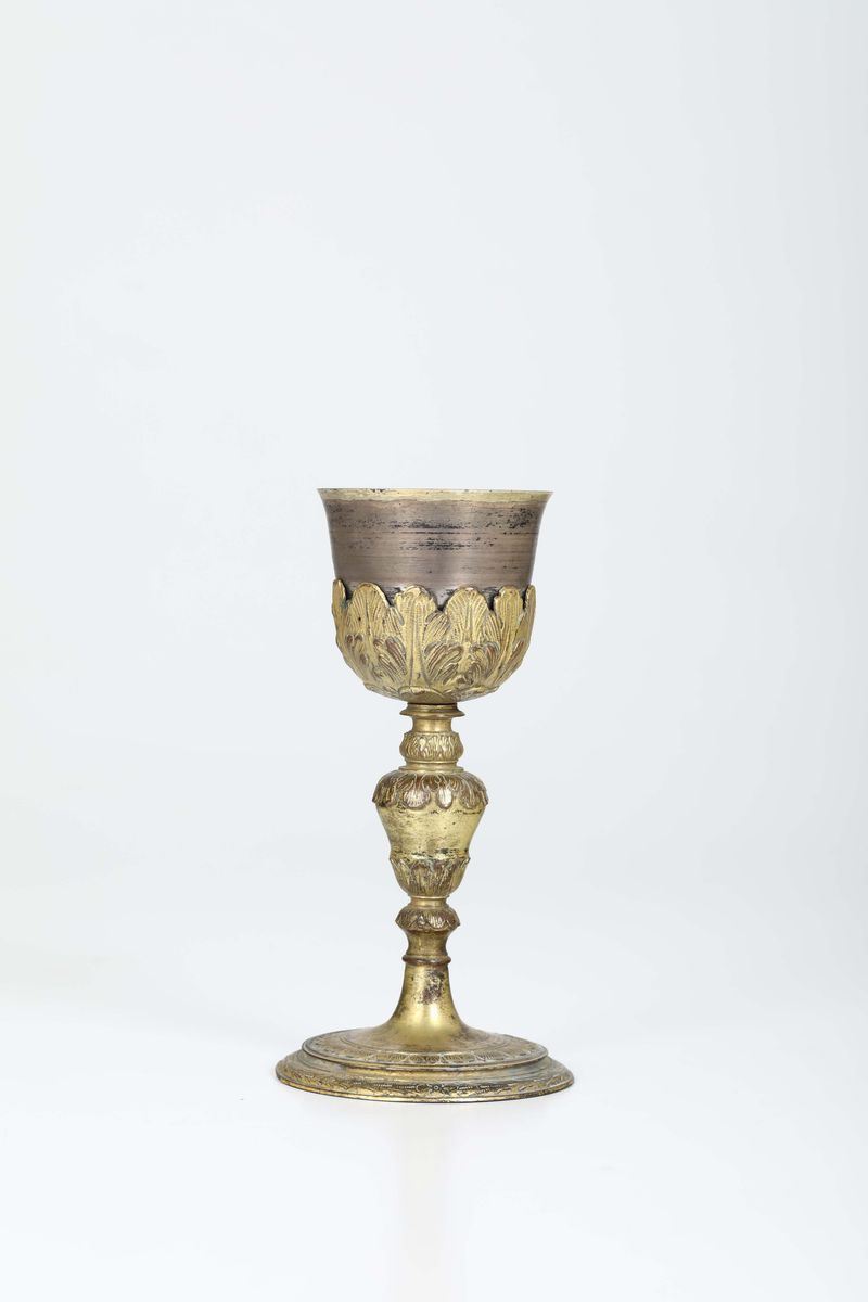 Calice in bronzo dorato e argentato, Toscana XVII secolo  - Asta Antiquariato - Cambi Casa d'Aste