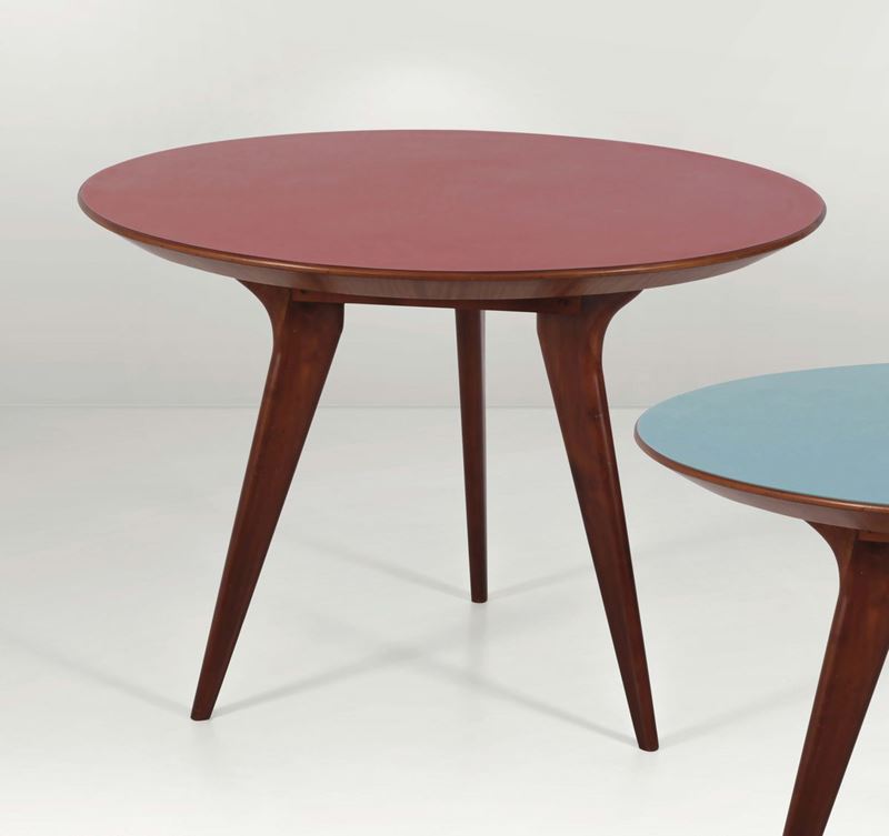 Tavolo con struttura in legno e piano in laminato colorato  - Asta Design - Cambi Casa d'Aste